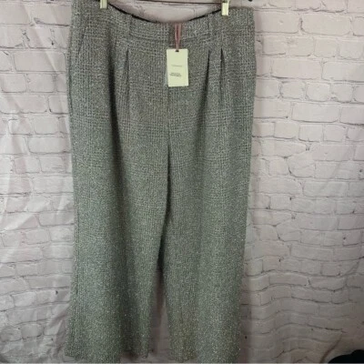 NWT Alex Marie christina tinsel silver Tweed Wide-Leg Pant sparkle holiday sz 14 - Image 1 of 4