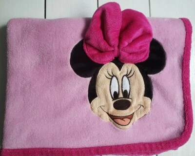 迪士尼米妮老鼠脸婴儿毯女孩粉色紫色装饰3D蝴蝶结毛绒可爱 — 第 1/4 张图片