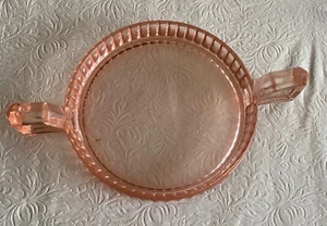 Heisey Pink Depression Shallow Glass Tray With Handles 5 inch - Picture 1 of 6