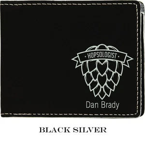 Personalized Engraved Leather Wallet Black Men's Custom Groomsmen Gift for him - Picture 1 of 1