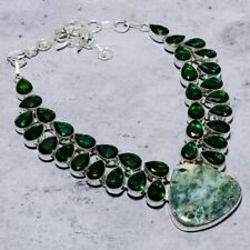 Seraphinite, Peridot Handmade 925 Sterling Silver Necklace 18"