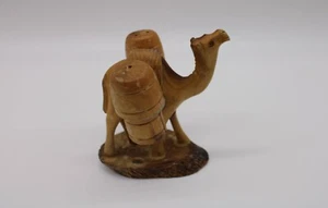 Vintage Carved Wood Camel w Wood Salt & Pepper Shaker from Jerusalem 1971 - 4" T - Picture 1 of 11