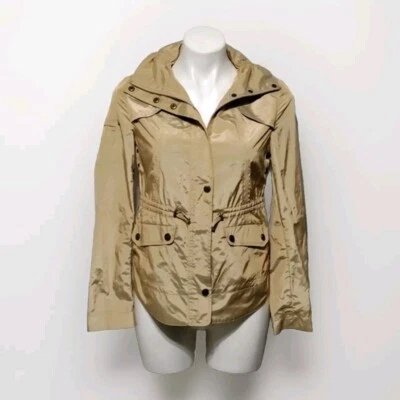 Abrigo de lluvia cortavientos impermeable ligero bronce metálico Cole Haan para mujer XS Foto 1 de 4