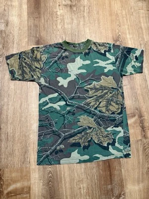 Vintage 80s Hunting Camo Shortsleeve Shirt Mens Medium Woodland Plus - Image 1 of 4