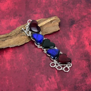 Multi Flash Labradorite Gemstone 925 Sterling Silver Handmade Jewelry Bracelet - Picture 1 of 5