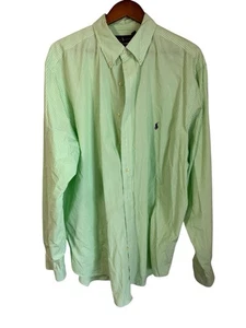 Polo Ralph Lauren uomo verde a righe bottoni davanti camicia vestibilità classica grande U302P - Foto 1 di 4