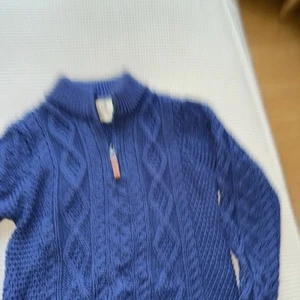 Aran Children's Irish Fisherman's Merino Wool Cable Knit Sweater Half-Zip 8-11yr - Picture 1 of 4