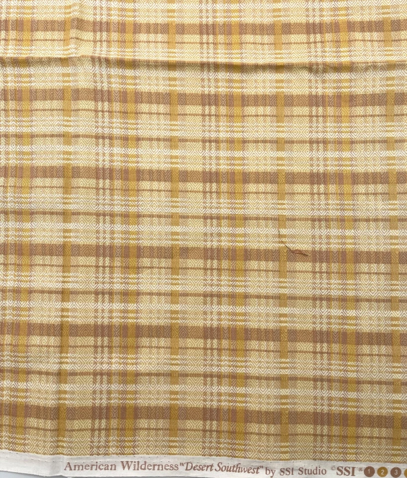 American Wilderness "Desert Southwest" SSI South Sea Imports Brown Tan Plaid 1yd - Image 1 of 1