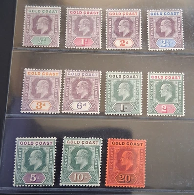 GOLD COAST 1902 KE VII 1/2d to 20s SG 38 - 48 Sc 38 - 48 wmk CA set 11 MLH - Image 1 of 2