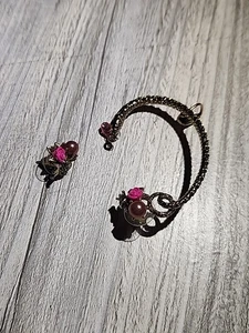 Betsey Johnson Floral Skull Ear Cuff Stud Earrings - Picture 1 of 4
