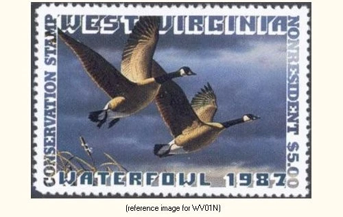HALFPRICEDUCK West Virginia Duck 1987 $5.00 NR - Image 1 of 1