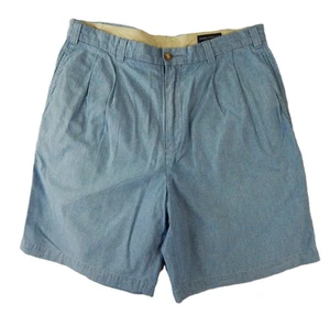 Daniel Cremieux Collection Supima Chino Shorts Men 36x9 BLUE Chambray Pleated - Picture 1 of 9