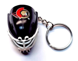 OTTAWA SENATORS HOCKEY MINI TEAM GOALIE MASK KEYCHAIN 1.5" TALL NHL LICENSED - Picture 1 of 2