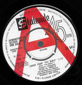 Peter De Angelis "Theme From The Bible" 7" Vinyl Pop Stateside UK SS 541 Demo - Picture 1 of 2