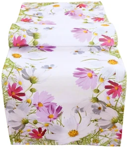Tischläufer 40 x 140 cm Druckmotiv geblümt Blumen Schmuckkörbchen Cosmea - Bild 1 von 2