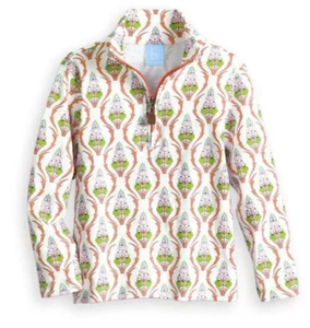 BELLA BLISS Vine Print 1/4 Zip L/S Top-White-NWT Girls 10 (Runs very large) - Picture 1 of 2