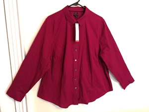 Talbots Womens Blouse 22WP Petite Magenta Non-Iron Button Up Shirt Long Sleeve - Picture 1 of 4