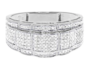 Mens Round Pave Diamond 10mm Wavy Wedding Fashion Band Ring in White Gold ( 0... - Picture 1 of 5