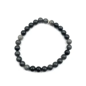 Natural Gray Aventurine Bracelet Round Smooth Beads 7 MM 62 CT 7 Inch 18 CM - Picture 1 of 5