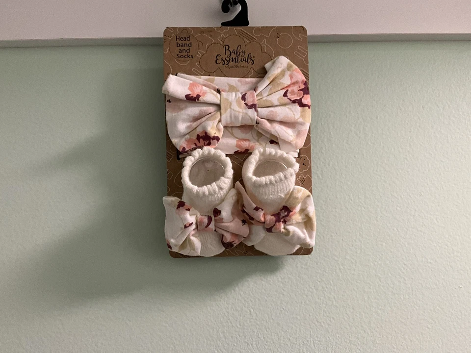 Baby Essentials Headband and Bow Socks Set Color: White - Image 1 of 1