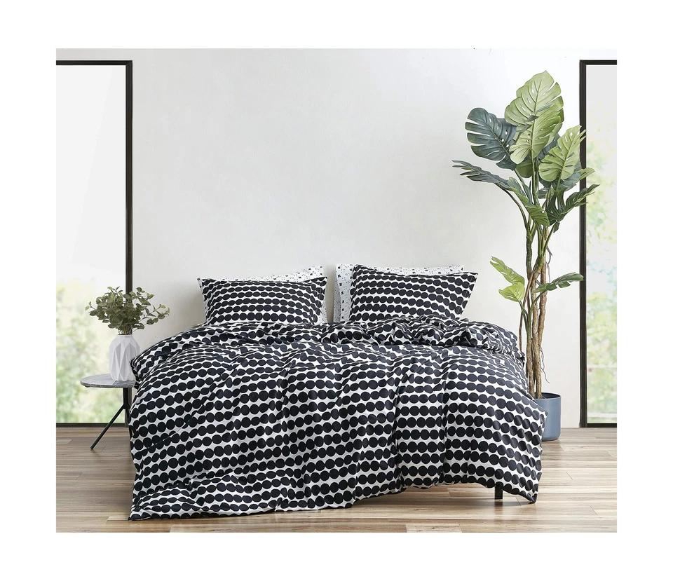 Marimekko Rasymatto Black Cotton Duvet Cover Set Full/queenushsfn11503993