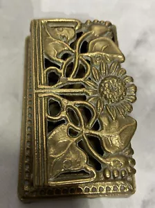 SONNENBLUMENDESIGN Vintage MESSING DOPPELSTEMPEL BOX Zier-SCHREIBTISCH AUFGERÄUMT DEKOR Kunst - Bild 1 von 12