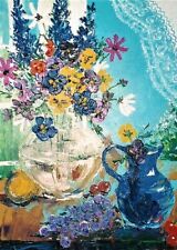 ACEO print Floral Bouquet RYTA Summer  Impressionism FLOWERS daisy folk art 🌺