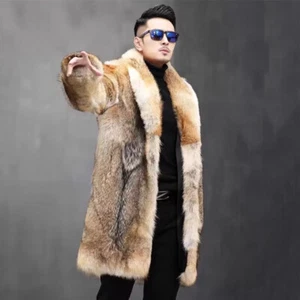 Winter Fur Coat Long Men's Business Lapel Thickened Mink Warm Thicken Fur Jacket - Picture 1 of 11