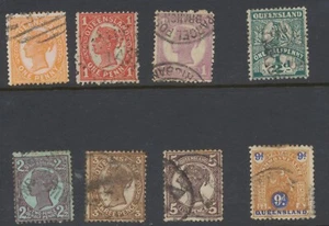 Queensland Stamps: 1895 SG210;233;238;241;246;252;262;266 CV £32.25 - Picture 1 of 2