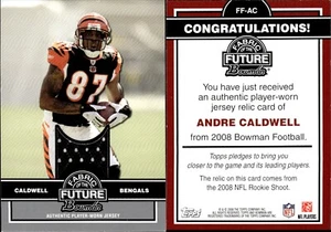 2008 Bowman Fabric of the Future Relic RC Andre Caldwell #FF-AC Gators/Bengals - Bild 1 von 1