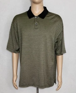 M.E. Sport Men's Polo Shirt Short Sleeve Striped Black Tan Green Size XL - Picture 1 of 9