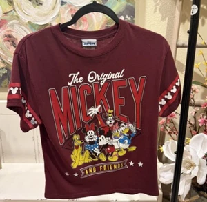 Disney Mickey Kids Burgundy T-Shirt "The Original Mickey and Friends" Size S - Picture 1 of 3