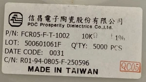 Lot 5000pcs 10K OHM 10Kohm 0805 1% FCR05-F-T-1002 Resistors - Picture 1 of 3