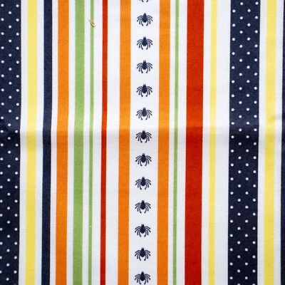 Moda Haunted Mansion Sanae Fat Quarter Spiders Stripes Quilting Fabric Halloween - Image 1 of 3