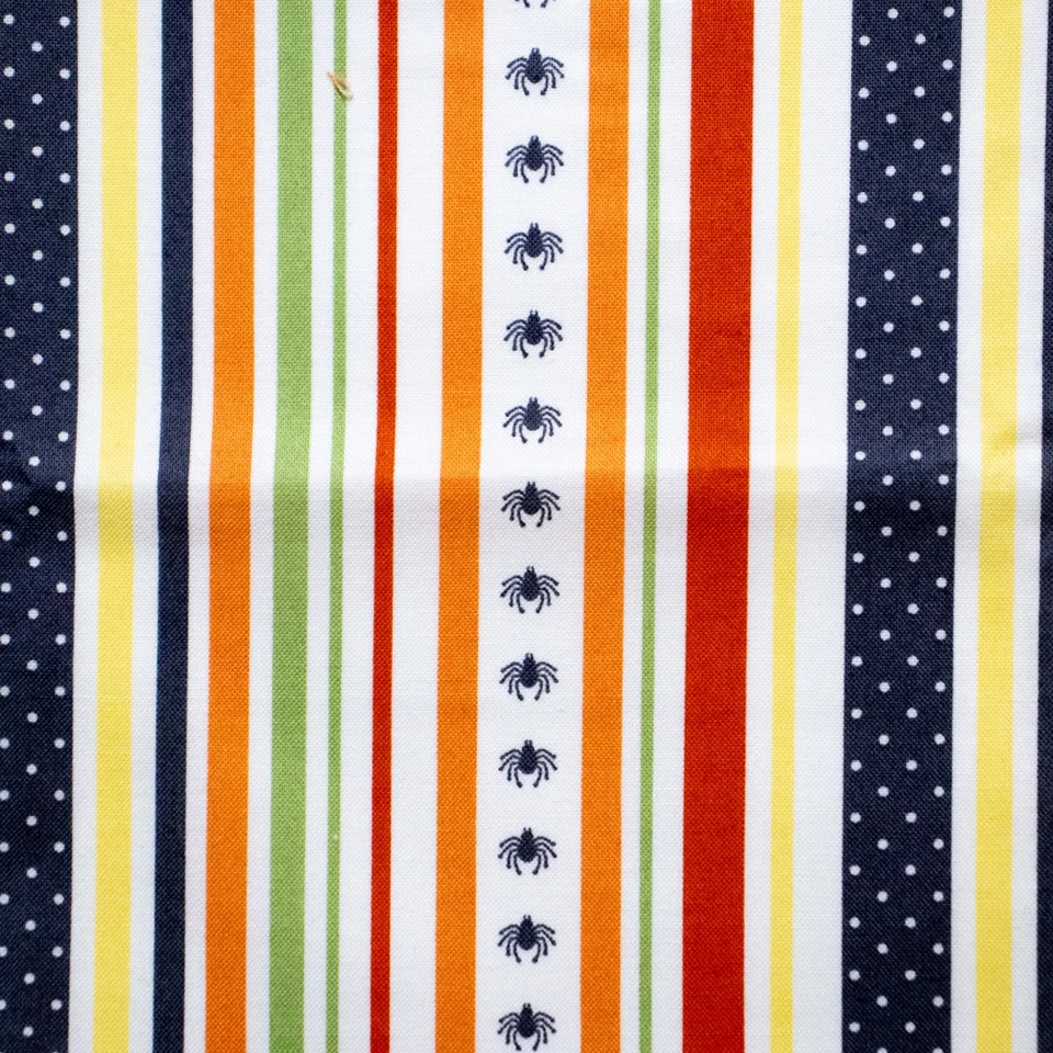 Moda Haunted Mansion Sanae Fat Quarter Spiders Stripes Quilting Fabric Halloween - Image 1 of 3