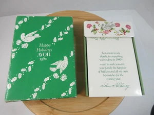 Avon Happy Holidays 1980 nota papá y soporte promoción regalo de Navidad para representantes - Imagen 1 de 9