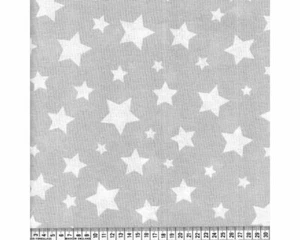 Linen Look Canvas Fabric - Grey & White Stars Print - Craft Fabric - Picture 1 of 5
