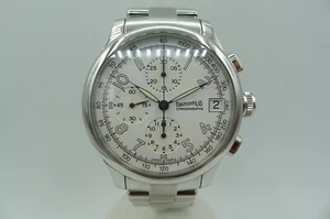EBERHARD TRAVERSETOLO CHRONOGRAPH STEEL BRACELET 43MM SWISS WARRANTY - Picture 1 of 9