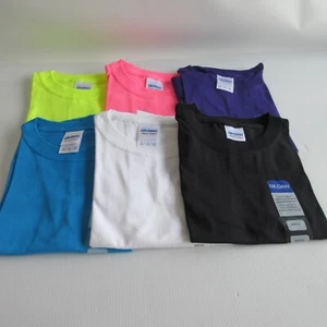 6 Gildan Heavy Cotton YOUTH L Lot 100% Cotton Blank T Shirts mixed colors - Picture 1 of 5