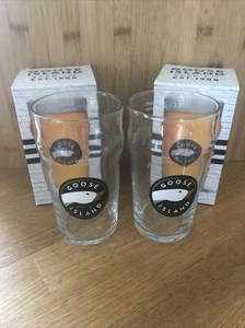 GOOSE ISLAND BRANDED BEER COMPANY PINT GLASS BRAND NEW X 2 Damaged Box - Picture 1 of 3