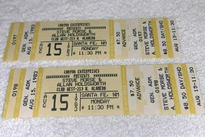 STEVE MORSE ALLAN HOLDWORTH 2 ENTRADAS DE CONCIERTO SIN USAR DIXIE DREGS DEEP PURPLE YE Foto 1 de 4