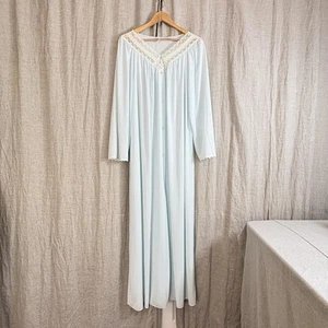 Vintage Shadowline Nightgown Womens Large Lace Sheer Long Sleeve Robe USA - Picture 1 of 14