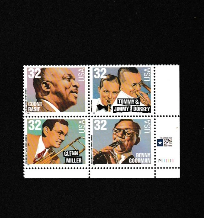 Unused US Postage 4 Block 32c Stamps Various Musicians Band Leaders Music - Image 1 of 1
