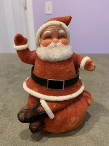 Vintage Santa Christmas Bank Flocked 60’s So Cute! - Picture 1 of 7