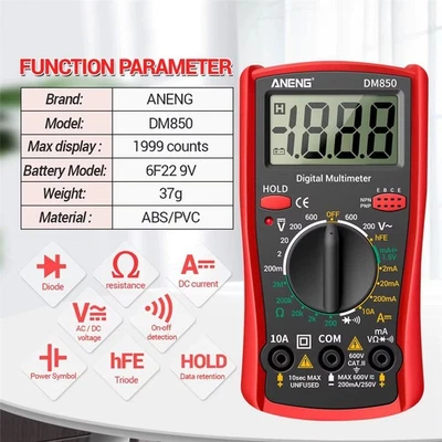 ANENG Digital-Multimeter DM850 AC/DC Spannung DC Strom Widerstand Diode HFE - Bild 1 von 4
