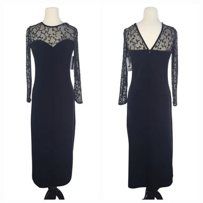 Maxi Vestido De Colección Y2K Whimsigoth Talla 6 Negro Terciopelo Sweetheart Transparente Manga Larga NUEVO Foto 1 de 4