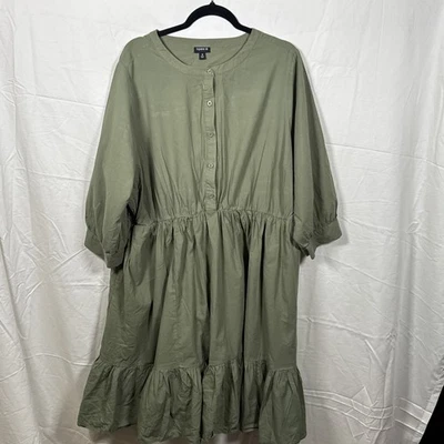 Torrid Mini Dress Voile Mandarin Collar Ruffle Hem Plus Size 3X Green Ladies New - Image 1 of 4