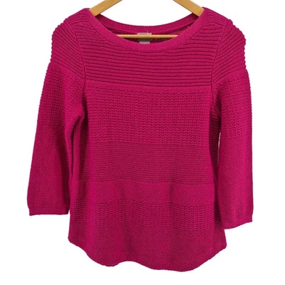 Suéter Chicos Grueso Tejido Rosa Fucsia Cuello Barco Mujer Talla 0 Pequeño Preppy Foto 1 de 4