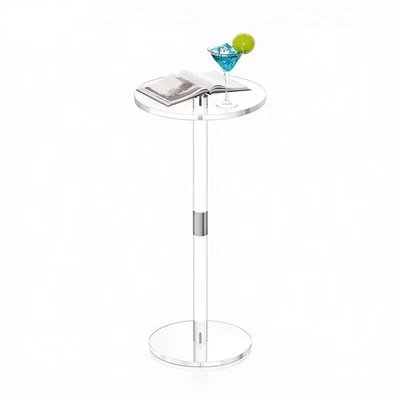 VEVOR Acrylic Drink Table Clear Cake Table Stand with Solid Post End Round Table - Image 1 of 4