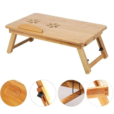 Laptoptisch Bambus fürs Bett Tisch Laptop Stand Notebooktisch Desk klappbarer, - Bild 1 von 4